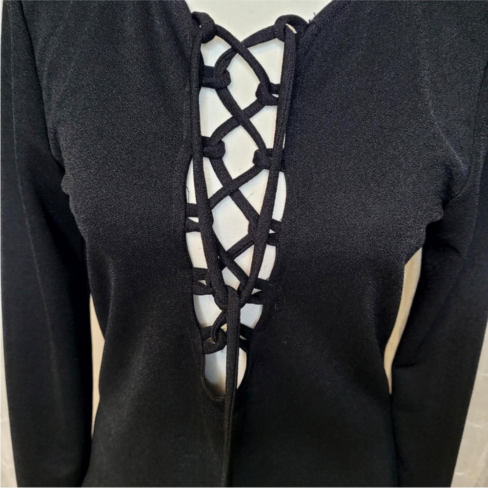 Charlotte Russe Black Lace-Up Long Sleeve